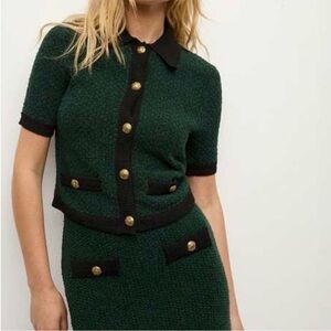 Green Tweed Mini Skirt